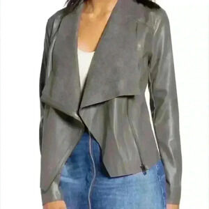 NWT BlankNYC Faux Leather Suede Moto Jacket Asymmetrical Zip Gray Women’s